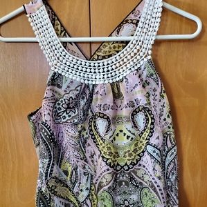 Boho crotchet neck tank top